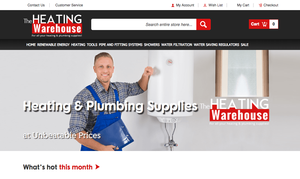 Website Design The Heating Warehouse